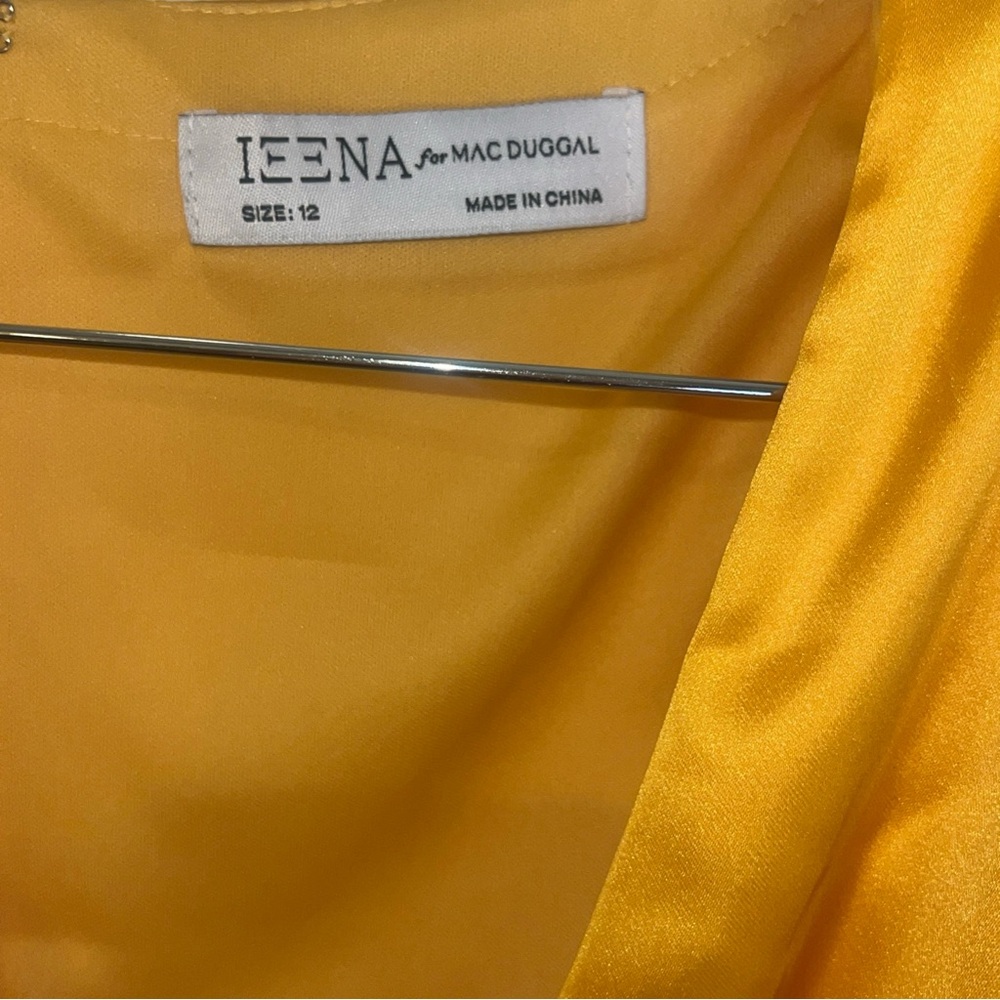 IEENA for MAC DUGGAL 55693 Satin Evening Dress Gem Yellow Women’s Size 12 NWT - Picture 6 of 7